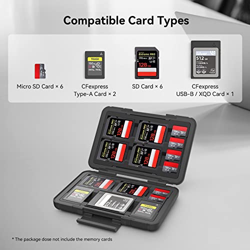 SMALLRIG Memory Card Holder Case 15 Slots, Water-Resistant for SD Card, Micro SD Card, CFexpress Type A/Type B Card, XQD Card - 3192