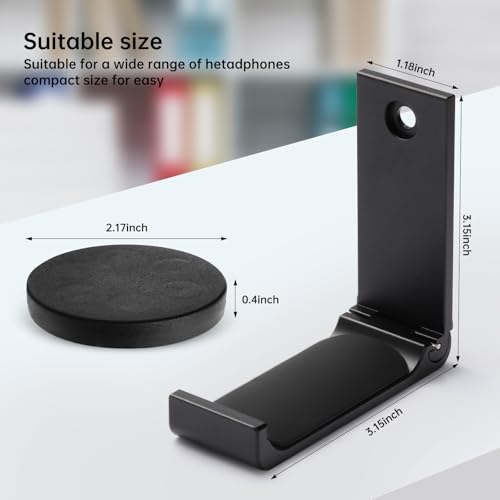 Magnetic Headphone Holder, Headphone Hanger for Desk & Table, 1PCS | Aluminum Headset Hooks, Headphone Mount Stand with Rubber Pad, Compatible with All Computer/Gaming Headsets