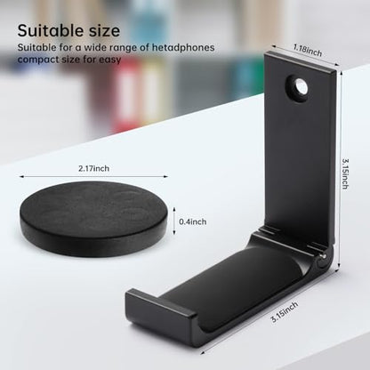 Magnetic Headphone Holder, Headphone Hanger for Desk & Table, 1PCS | Aluminum Headset Hooks, Headphone Mount Stand with Rubber Pad, Compatible with All Computer/Gaming Headsets