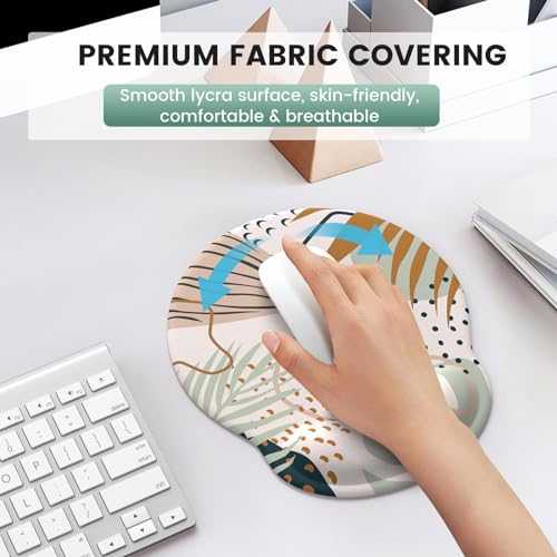 iLeadon Mouse Pad Wrist Support Keyboard Wrist Rest Set, Ergonomic Mouse Pad with Non-Slip Base for Computer Laptop Home Office + Coasters, Easy Typing & Pain Relief Mouse Mat, Tropical Plants | Ergonomic Mouse Pad with Non-Slip Base for Computer Laptop H