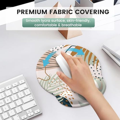 iLeadon Mouse Pad Wrist Support Keyboard Wrist Rest Set, Ergonomic Mouse Pad with Non-Slip Base for Computer Laptop Home Office + Coasters, Easy Typing & Pain Relief Mouse Mat, Tropical Plants | Ergonomic Mouse Pad with Non-Slip Base for Computer Laptop H