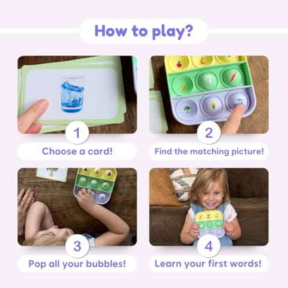 The Fidget Game Popplers, Matching Memory Game for Toddlers Early Learning & Educational Fidget Toy, Food & Farm Animals Popping Game, Teacher Must Have for Matching, Sound Recognition and First Words