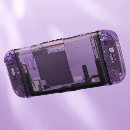 eXtremeRate DIY Replacement Shell Buttons (D-Pad Ver) for Nintendo Switch 2, Full Set Rear Back Plate Controller Housing Buttons for Switch 2 Console & Joycon 2 - Deluxe Version - Clear Atomic Purple - color: Clear Atomic Purple