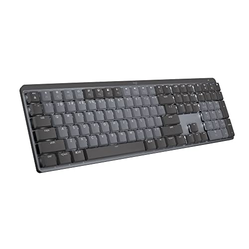 Logitech MX Mechanical Wireless Illuminated Performance Keyboard Linear | USB-C, macOS, Windows, Linux, iOS, Android, metal construction - size: Full Size, style: Linear (smooth typing)