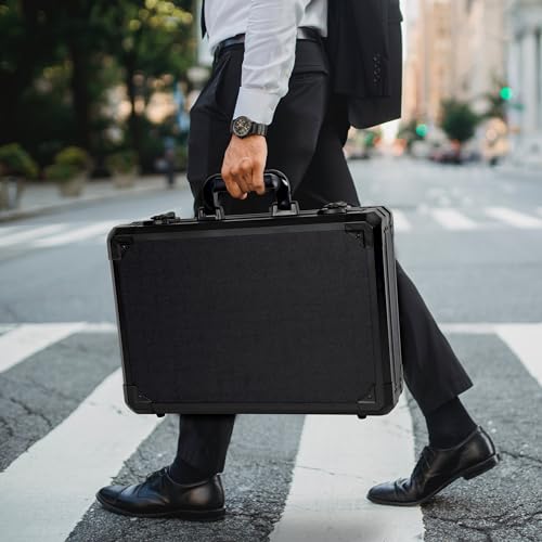 17 Inch Aluminum Carrying Case 17 X 12 X 6 Inch Ideal for Microphone & Camera Gear Transportation, DJ Mixer Case with Customizable Pre-Diced Foam, Black - size: Inner：16.5''X 11.5''X 5.5''