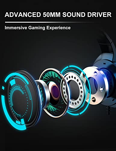 ZIUMIER Wired Gaming Headset for PC, PS5, PS4, Xbox Series X|S | Noise Canceling Microphone, LED RGB Light, 50mm Driver, 3.5mm Audio Jack, Soft Memory Foam, Multi-Platform Headphones - color: Black