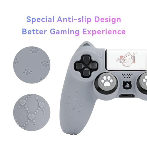 GeekShare Cat Paw PS4 Controller Skin Anti-Slip Silicone Skin Protective Cover Case for PS4 Wireless Controller -- Grey - color: Grey