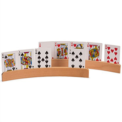 Yellow Mountain Imports Panorama Wooden Playing Card Holders/Racks - Set of 4 Card Organizers - size: 12.8”