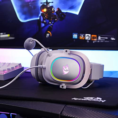 Redragon H510 Zeus-X RGB White Wired Gaming Headset - 7.1 Surround Sound - 53MM Audio Drivers in Memory Foam Ear Pads w/Reliable Fabric Cover- Multi Platforms Headphone - USB Powered for PC/PS4/NS - color: White H510 RGB