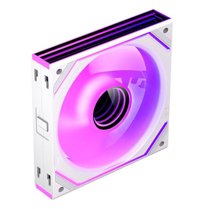 Interstellar V2 120mm PC Reverse Blade Case Fan Infinity Mirror Module Daisy-Chain ARGB Fan Triple Pack with Controller Suitable for Computer Case & 360mm AIO Cooler(White) - color: V2 White Reverse-1Piece