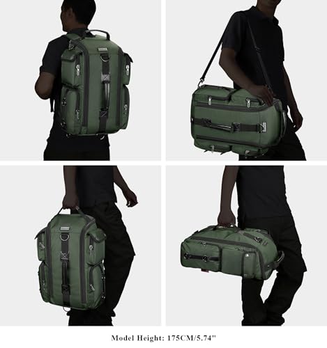 WITZMAN Travel Laptop Backpack for Men Convertible Carry on Bag 17 Inch | Carry on Airline Approved, Water-resistant Nylon, Large Capacity, For Weekend Getaway, Overnight Trip, 6695 Army Green - color: Standard Army Green