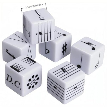 6Pcs Fun Five-Line Staff Music Note Dice, Large 25mm Music Theory Dice, Includes 36 Beginner-Level Staff Patterns for Theory Learning - color: Music Dice-6 Pcs