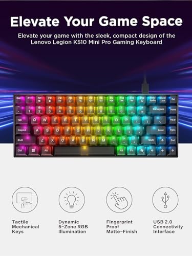Lenovo Legion K510 Mini Pro Wired Mechanical Gaming Keyboard - 75% Compact Design, RGB Illumination, Hot-Swappable Mechanical Switches, Programable Keys - style: K510 Mini