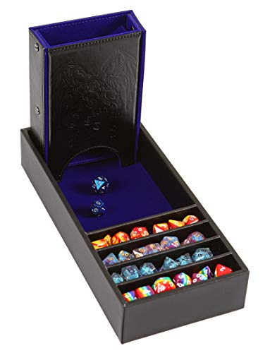 Forged Dice Co. Citadel 3-in-1 Dice Tray with Removable Tower and Storage - Perfect for RPG and Tabletop Gaming - color: Blue