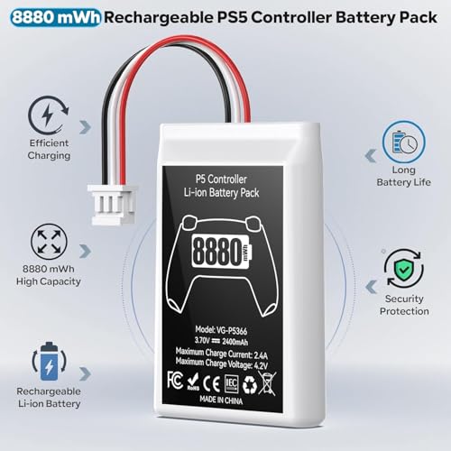 Kosker PS5 Controller Battery Replacement Kit Compatible with PlayStation 5 Original Controller, 8880mWh High Capacity PS5 Controller Battery with Extra Repair Tools Kit for Extended Gaming, 4 Packs - style: PS5 Style-4P