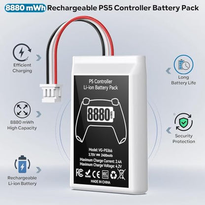 Kosker PS5 Controller Battery Replacement Kit Compatible with PlayStation 5 Original Controller, 8880mWh High Capacity PS5 Controller Battery with Extra Repair Tools Kit for Extended Gaming, 4 Packs - style: PS5 Style-4P