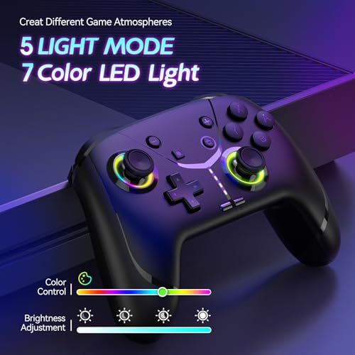 Switch Controller, Wireless Pro Controller for Nintendo Switch 2/Switch/Lite/OLED, Bluetooth controllers Compatible with iPhone/Mac/iPad/iOS/Android/Phone/PC/Steam and TV with Programming/RGB4/Vibration / 3 Turbo Modes/6-Axis/Motion(Black Pro) - color: Bl