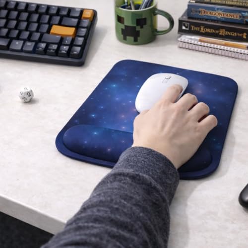 Ergonomic Memory Foam Mouse Pad with Wrist Support, Orange, Ultra-Smooth Surface, Anti-Slip Base (Galaxy, Medium) - color: Galaxy