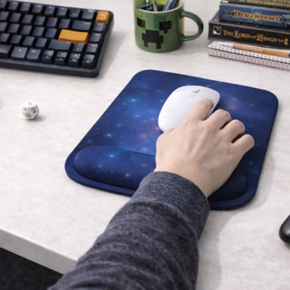 Ergonomic Memory Foam Mouse Pad with Wrist Support, Orange, Ultra-Smooth Surface, Anti-Slip Base (Galaxy, Medium) - color: Galaxy