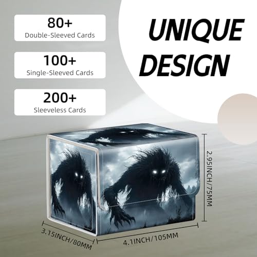Trading Card Storage Box, Holds 100+ for MTG Cards, Premium PU Leather with Magnetic Closure, Shadowy Creature In Mist Durable Deck Box for Magic the Gathering, Trading Card Games - color: Shadowy Creature In Mist