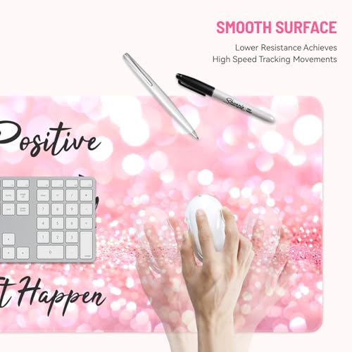 Mousepad Desk Mat Gaming Large Keyboard Cute Office Desktop Computer Laptop Quotes XXL Long Giant Big Kawaii Aesthetic Girly Pretty Design Women Girl Gamer Oversized Wide 30x12'' Mousepad - color: Postive