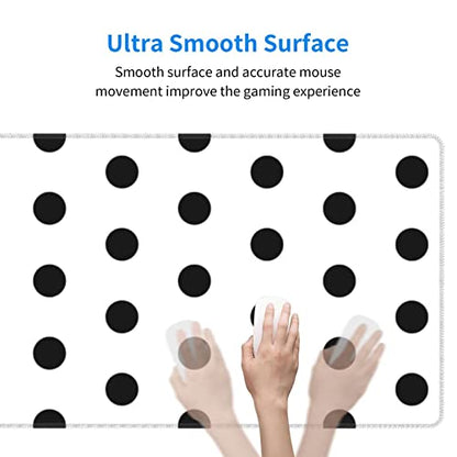 Black Polka Dot Mouse Pad Extended Large Gaming Mousepad XL Big Long Oversized Desk Mat Stitched Edges 31.5 X 11.8 Inch for Home Office - color: Black2