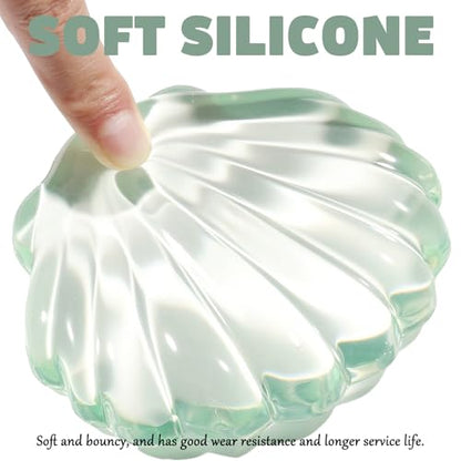 Gel Wrist Rest for Keyboard and Mouse Green Shell Keyboard Wrist Rest Set Ergonomic Cute Transparent Clear Cool Mouse Wrist Pad Silicone Non-Slip Support for Computer Gaming Home Office Ocean Beach - color: Seashell Green