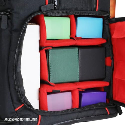 USA Gear MTG Backpack Compatible with Magic the Gathering Deck, Yu-Gi-Oh, MTG Decks & more - TCG Backpack MTG Bag with Shoulder Straps, Customizable Dividers, TCG Playmat Holder, Binder Space (Red) - color: Red