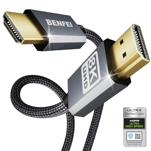 BENFEI 8K HDMI to HDMI Cable, Certified Ultra High Speed HDMI Cable 4K@240Hz, 8K@60Hz, HDMI 2.1, 6 Feet, 48Gbps, Aluminum Shell, Nylon Braided - size: 6 Feet