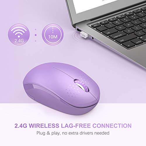 seenda Wireless Mouse for Laptop, 2.4G Noiseless Mouse with USB Receiver - Optical Tracking Portable Computer Mice for Chromebook, PC, Tablet, Windows System, 24 Months Battery Life - Purple - color: Purple