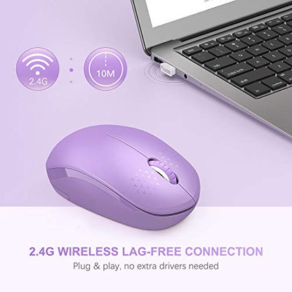 seenda Wireless Mouse for Laptop, 2.4G Noiseless Mouse with USB Receiver - Optical Tracking Portable Computer Mice for Chromebook, PC, Tablet, Windows System, 24 Months Battery Life - Purple - color: Purple
