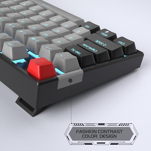 MageGee 75% Mechanical Gaming Keyboard, Blue Switch, LED Backlit, 87 Keys Compact TKL Wired Computer Keyboards for Windows Laptop PC Gamer - Grey/Black - color: Grey Black/Blue Switch