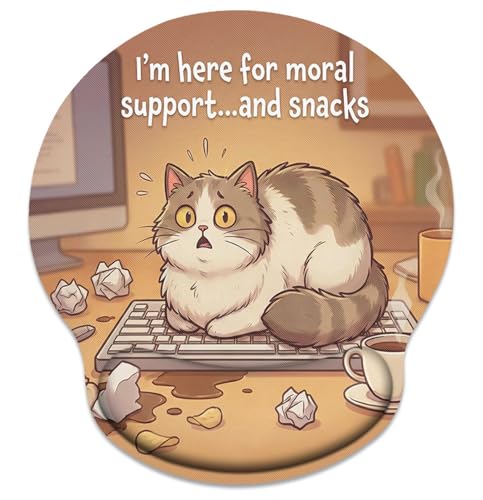 Britimes Funny Cat Mouse Pad Ergonomic Mouse Pad with Wrist Support Coffee Retro Non-Slip Rubber Base Mousepad for Home Office Gaming Working Computers Laptop Easy Typing & Relief - color: Funny Cat Office