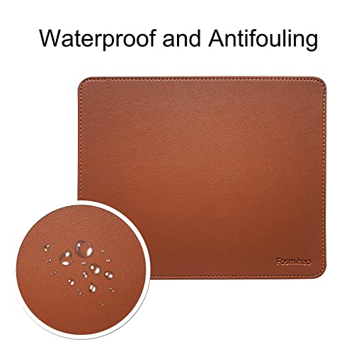 Leather Mouse Pad - Wooden Double-Sided Mouse Pad with Stitched Edge, Waterproof Ultra-Thin, 10.2 x 8.3 Inch, Brown - color: Brown