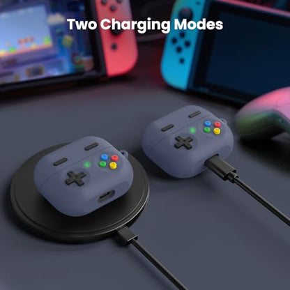 Delidigi Retro Gaming Case Compatible with Samsung Galaxy Buds 3 FE (2025)/Pro and Galaxy Buds 3（2024,Silicone Game Console Style Earbuds Case Accessories with Carabiner and Cleaning Kit - color: Midnight Blue, size: Galaxy Buds3 FE (2025)/Buds3/Buds3 Pro