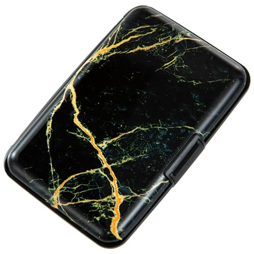 Credit Card Holder Small RFID Blocking Wallet Business Metal Slim Mini Aluminum Hard Case for Women Men - color: Gold Marble Texture