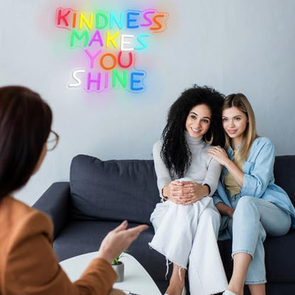 Kindness Makes You Shine Neon Sign Kindness Classroom Neon Light Be Kind LED Light Up Sign for Wall Decor Bedroom Coffee Office Party Home(12.6 * 16.54In) - style: Kindness Makes You Shine