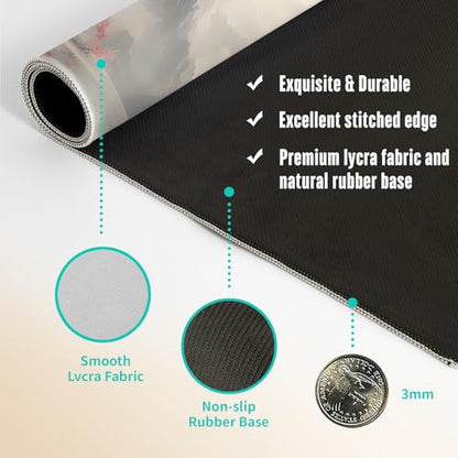Extended Gaming Mouse Pad, Large Mouse Mat 3 mm Nature Rubber Base Mousepad with Stitched Edges, Non-Slip Desk Mat for Office Home Great Gift 31.5x11.8 Inch (Japanese Watercolor) - color: Japanese Watercolor