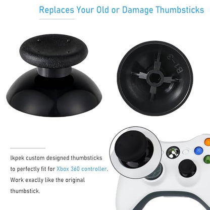 Ikpek 8 Pcs Replacement Thumbsticks for Xbox 360 Controller, Plastic Thumb Stick Joystick Grip Replacement for Xbox 360 Controller Accessories - size: 8 Black