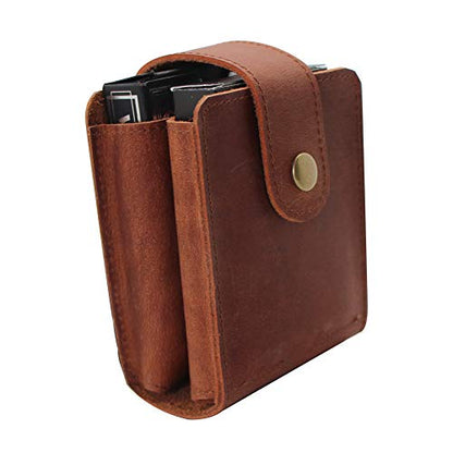Playing Card Case, Genuine Leather Double Playing Cards Deck Holder for Magicians and Poker Players, Camping Holidays Trips - color: Double Deck