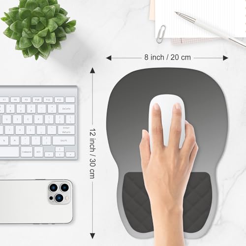 ITNRSIIET Ergonomic Mouse Pad Wrist Support with Memory Foam Massage Bulge & Non-Slip PU Base, Carpal Tunnel Pain Relief, Prevent Wrist Sweating, 12 x 8 x 1.2 inch, Gray Gradient - color: Gray Gradient