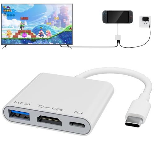 Switch 2 Dock, Portable USB-C Docking Station with HDMI2.1/4K 120Hz, PD 100W Charging, USB Port, Travel TV Dock for Switch/Steam Deck/ROG Ally X/Laptop