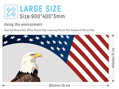 JIALONG Large Gaming Mouse Pad, XXL Desk Mat, Durable Extended Mousepad with Stitched Edges, Non-Slip Base Keyboard Mat for Gamer, Office and Home - 35.4x15.7 Inches - color: Flag