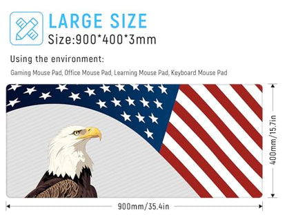 JIALONG Large Gaming Mouse Pad, XXL Desk Mat, Durable Extended Mousepad with Stitched Edges, Non-Slip Base Keyboard Mat for Gamer, Office and Home - 35.4x15.7 Inches - color: Flag
