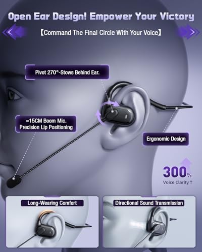 Gaming Headset with Mic, Open Ear Headphones, Wired PC Headset with Microphone, 7.1 Surround Sound PC Gaming Headset for Laptop, PS5, Switch, iPhone 16/15, Wired Headphones for Work (USB-C & USB-A)