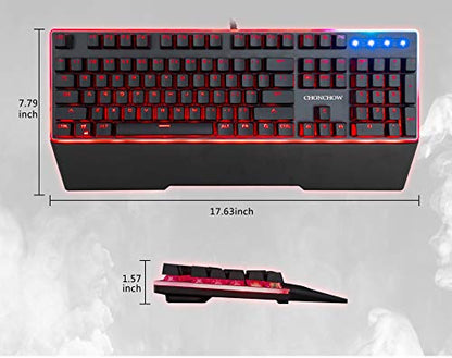 RGB Membrane-Mechanical Keyboard,CHONCHOW Edge Backlit Computer Gaming Keyboard Blue Switch Feeling for Windows PC Mac PS4 Xbox One- Black