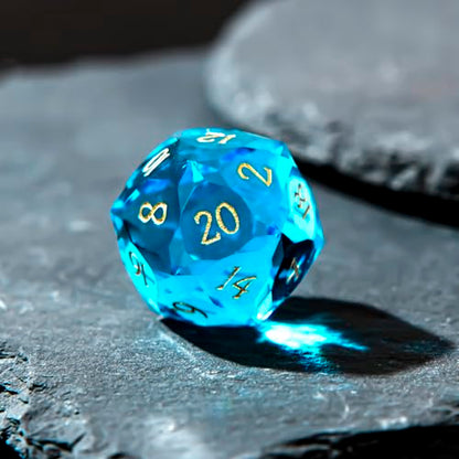 1PCS Multifaceted Glass D20 DND Dice - 28mm 20 Sided Gem D&D Dice for Dungeons and Dragons, RPG, Roleplaying Games MTG Table Games, Handmade Polyhedral Dice(Glass Teal) - color: Multifaceted D20 Glass-teal