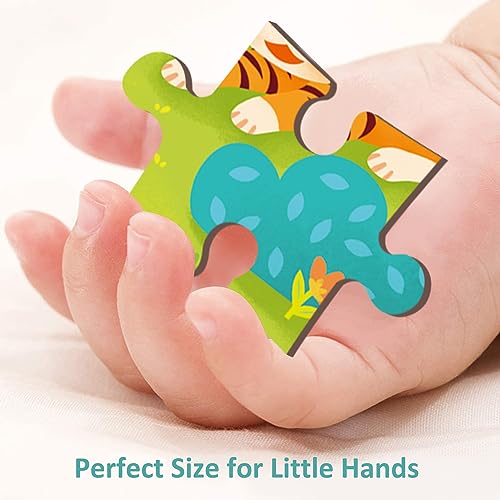 24 Piece Puzzles for Kids Ages 3-5, Unique Shape Jigsaw Pieces Forest Animals, Wooden Jigsaw Puzzle for 3 4 5 Year Old, Preschool Toddler Puzzle with Storage Tray - style: 24 Piece