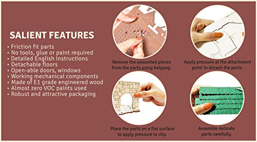 I Built It-PEASANT DWELLING-Architectural Wooden Model Kit-Medieval Europe-3D Puzzle-Terrain Scenery for Tabletop 28mm Miniatures Wargame - (DIY) - Educational Family activity-(Standard Texture) - color: Green Gables 14