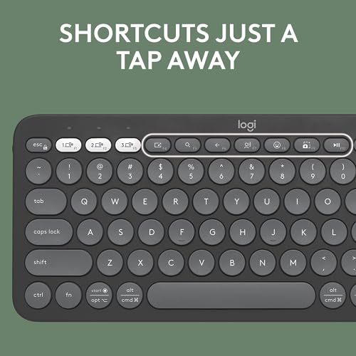 Logitech Pebble Keys 2 K380s, Multi-Device Bluetooth Wireless Keyboard with Customizable Shortcuts, Slim and Portable, Easy-Switch for Windows, macOS, iPadOS, Android, Chrome OS - Tonal Graphite - color: Graphite